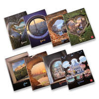 Pigna tűzött füzet, A4, 40 lap, vonalas, 8-féle minta, SPECIAL VIEW