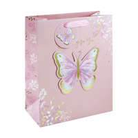 Eurowrap Ltd Eurowrap ajándéktasak (26,5x33x14 cm) rózsaszín, 3D pillangós (4)