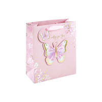Eurowrap Ltd Eurowrap ajándéktasak (21,5x25x10 cm) rózsaszín, 3D pillangós (4)
