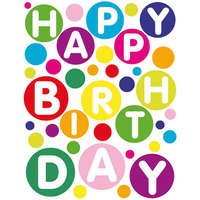 Leykam Alpina (BSB) BSB ajándékkísérő (7x9 cm) Happy Birthday színes feliratos (állvány)
