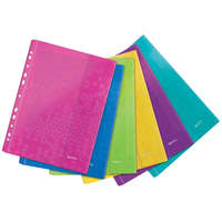 ESSELTE KFT. LEITZ WOW műanyag irattartó boríték, tépőzáras, A4, WOW, 6-féle szín