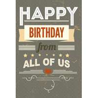 Leykam Alpina (BSB) BSB képeslap, taupe, Happy Birthday, from all of us (állvány) (51-0792)