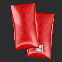 Kajári és Fia Csom.gyártó Kft. Kajári ajándékcsomagoló tasak, piros, ezüst mintás, kicsi (35x20 cm) karácsonyi