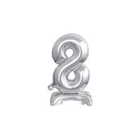 Amscan felfújható fólia szám talppal, ezüst, 38cm, 8