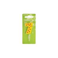 Amscan számgyertya 7, 6cm, sárga, pöttyös