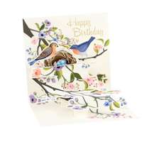 Die Werkstatt GmbH Popshots képeslap, mini, Happy Birthday, madár család, Perched Birds