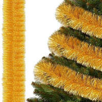 Springos Arany színű karácsonyfa girland, 6m, 10 cm átmérő