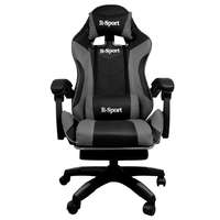 R-Sport Gamer szék, forgószék masszázs funkcióval, lábtartóval, fekete-szürke