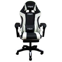R-Sport Gamer szék, forgószék masszázs funkcióval, lábtartóval, fekete-fehér
