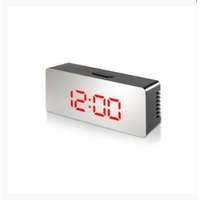 SilverHome Tükrös LED ébresztőóra hőmérővel - fehér számokkal