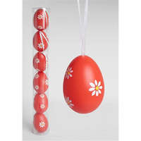 Patria Húsvéti tojásdekoráció piros/fehér virágos akasztóval 6 db/cső