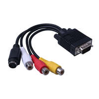 OEM VGA (apa) -> 3RCA/S-Video (anya) átalakító kábel, VGA-ról 3RCA-ra és Video AV-re és S-Video-ra, csatlakozó átalakító