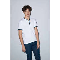 American Apparel AARSABB471 Y-nyakú unisex póló American Apparel, White/Navy-S