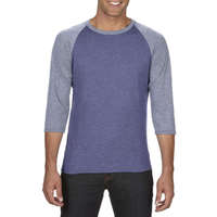 Anvil AN6755 3/4 ujjú tri-blend férfi póló Anvil, Heather Blue/Heather Grey-XS