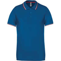 Kariban Férfi kontrasztcsíkos rövid ujjú galléros piké póló, Kariban KA250, Light Royal Blue/Red/White-L