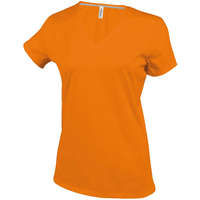 Kariban Női V-nyakú rövid ujjú pamut póló, Kariban KA381, Orange-3XL