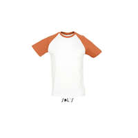 Sol&#039;S Férfi FUNKY raglános kétszínű rövid ujjú póló, SOL&#039;S SO11190, White/Orange-S