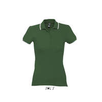 Sol&#039;S Női PRACTICE rövid ujjú kontrasztcsíkos galléros piké pamut póló, SOL&#039;S SO11366, Golf Green/White-L
