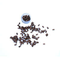 HairExtensionShop Mikro Hüvely Hajhosszabbításhoz Réz Szilikonmentes Nélkül Peremes Világosbarna 100db #11 - Hossz 4mm, Belső Átmérő 2.4mm, Külső Átmérő 3mm