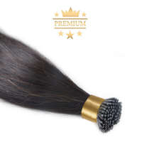 HairExtensionShop Prémium I-TIP Póthaj Natúrfekete Mikrogyűrűs Hajhosszabbításhoz 50cm (Szín #1b)
