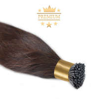 HairExtensionShop Prémium I-TIP Póthaj Sötétbarna Mikrogyűrűs Hajhosszabbításhoz 50cm (Szín #4)