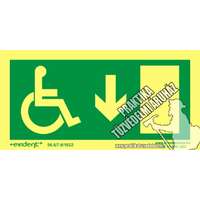 MM03/1 Menekülési irány le mozgássérülteknek, utánvilágító tábla, utánvilágítós tábla, 2mm vastag, 200x100mm