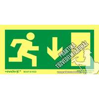 M03/1 Menekülési irány le, utánvilágító tábla, utánvilágítós tábla, 2 mm vastag, 200x100mm