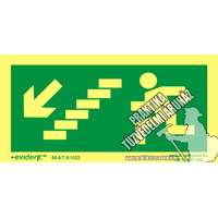 M12/1 - Menekülési irány balra le, lépcsős utánvilágító tábla, utánvilágítós tábla, 2mm vastag, 200x100