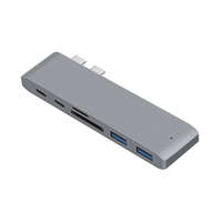 Defton ind. NewLine USB elosztó HUB MacBook-hoz szürke színben, Type-C, USB 3.0, SD, Micro SD, TF RAM-MD387