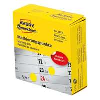 AVERY Etikett AVERY 3852 öntapadó jelölőpont adagoló dobozban sárga 10mm 800 jelölőpont/doboz