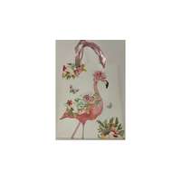  Dísztasak/ajándéktasak glitteres Flamingó fehér háttérrel szalagfüllel 18x23x9 cm UTOLSÓ DARABOK