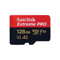 SanDisk 128 GB MicroSDXC Card Extreme Pro (200/90 MB/s, Class 10, UHS-I U3, V30, A2) + 1 adapter