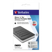 Verbatim 2 TB Store `n` Go Secure HDD with Keypad Access (2,5", USB 3.1 Type-C, fekete)