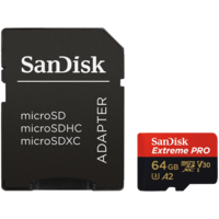 SanDisk 64 GB MicroSDXC Card Extreme Pro (SDSQXCY-064G-GN6MA, 170 MB/s, Class 10, UHS-I U3, V30, A2)