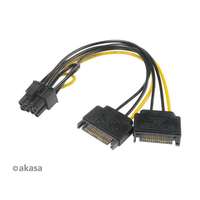 Akasa 2 x SATA (M) - PCIe 6+2 pin (F) kábel 15cm