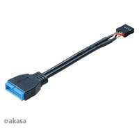Akasa USB 3.0 (M) 19 pin - USB 2.0 (M) 9 pin kábel 10cm (fekete)