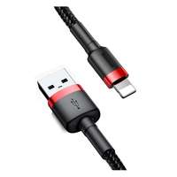 BASEUS Cafule adat- és töltőkábel (USB-A / Lightning 8 pin dugó, 2.4A, 1 m, fekete/piros)
