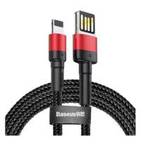 BASEUS Cafule adat- és töltőkábel (USB-A dugó / Lightning 8 pin dugó, 5V/2.4A, 1 m, led jelző, piros/fekete)