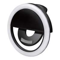 BLAUTEL 4-ok szelfi lámpa (kör alakú, led fény, 85 mm átmérőjű, 3w, telefonra helyezhető, csipeszes rögzítésű) fekete