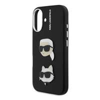 CG MOBILE Apple iPhone 16 Karl Lagerfeld grained pu k&ch heads szilikon védő (ütésállóság, bőr hatású hátlap, 3d) fekete