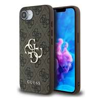 CG Mobile Apple iPhone 16e guess pu 4g metal logo case műanyag telefonvédő (ütésállóság, bőr hatású hátlap) barna