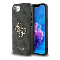 CG Mobile Apple iPhone 16e guess pu 4g metal logo case műanyag telefonvédő (ütésállóság, bőr hatású hátlap) sötétszürke