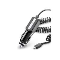 CELLULARLINE autós töltő (5v / 2000ma, 10w + beépített microusb, spirál kábel) fekete