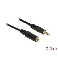 Delock 3,5 mm jack hosszabbító kábel (4 pin, fekete, 0,5 m)