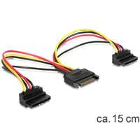 Delock SATA (M) - 2 x SATA (F) 90 fokos tápátalakító kábel (15 cm)