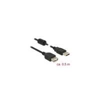 Delock USB 2.0 hosszabbító kábel (A-A, 0,5 m, fekete)
