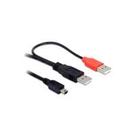 Delock USB 2.0 kábel (2 x A dugó / mini-B dugó, 1 m, fekete)