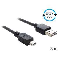 Delock USB 2.0 kábel (A dugó / 5 pin mini-B dugó, 3 m, Easy-USB, fekete)