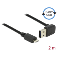 Delock USB 2.0 kábel (A dugó / micro-B dugó, 2 m, ívelt, fekete)