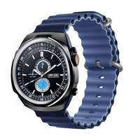 Devia Apple Watch Ultra 2 deluxe sport pótszíj (egyedi méret, nagy, szilikon, állítható, hullám) sötétkék/világoskék